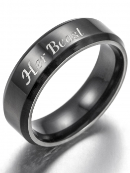 

Black His Beauty Her Beast Pattern Couples Vintage Style Rings, Multicolor