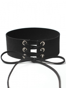 

Retro Adjustable Wide Cord Leather Choker Charm Necklace, Multicolor