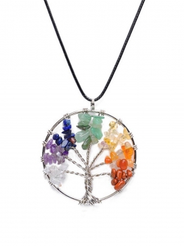 

Tree of Life Necklace Chakra Natural Stone Healing Reiki 7 Stones Gem, Pattern