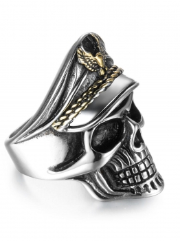 

Eagle Hat Retro Officer Skull Ring