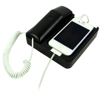 

Black Home Office Desk Telephone Retro Phone Corded Handset Speaker For iPhone 4 3G