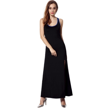 

Angvns Black Stylish Ladies Women Neck Sleeveless Cross Backless Maxi Long Side Slit Casual Party Sexy Straight Going Out Dresses, Multicolor