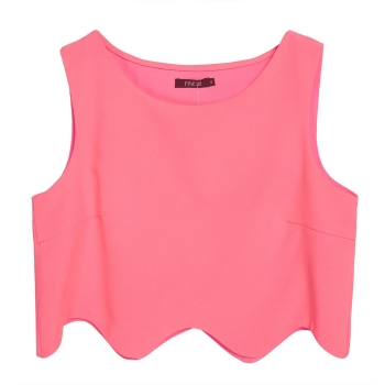

Finejo Red Stylish Ladies Women Casual Chiffon Backless Sleeveless Irregullar Length Blouse Tank Vests Crop Tops, Multicolor