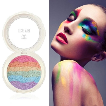 

Baked Prism Eyeshadow Highlighter Powder Palette with Mirror Eye Shadow Sponge