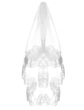 

1.5M Bridal Cathedral Wedding White Veil lace edge vintage mantilla lace veils
