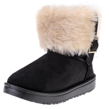 

Black Snow Ankle Boots Faux Fur Lined Warm Shoes, Multicolor