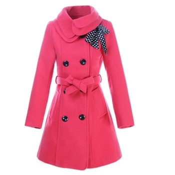 

Red Double-breasted Luxury Winter Wool Coat, Multicolor