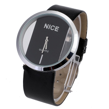 

Fashion Women Synthetic Leather Transparent Dial Lady Wrist Watch, Multicolor