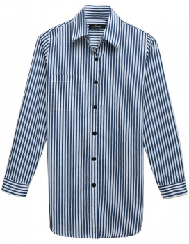 

Blue&White Women Long Sleeve Turn Down Neck Stripe Casual Tank Tops Shirts & Blouses, Multicolor