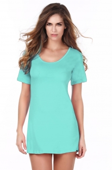

Green New Women's Fashion Short Sleeve O-Neck Casual T-Shirt Long Blouse Tank Tops Tunics, Multicolor