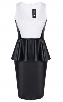 

ANGVNS Black Women Fashion Sleeveless Synthetic Leather Sexy V-Neck Bodycon Slim Going Out Dresses, Multicolor