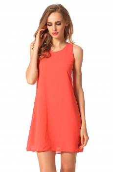 

ANGVNS Orange New Stylish Lady Women's Fashion Sleeveless Crew Neck Sexy Chiffon Going Out Casual Dresses, Multicolor