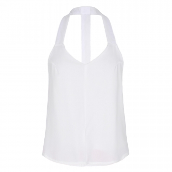 

White ANGVNS Lady Women's Fashion Sleeveless Sexy Chiffon Loose Backless Blouse Tops Vests Tanks & Camis, Multicolor