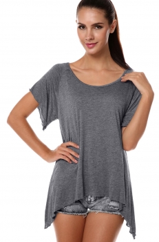

Dark gray Meaneor Stylish Lady Women's Fashion Irregular Solid T-Shirt Tank Casual Tops, Multicolor
