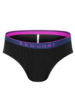 

Black Men Elastic Waist Patchwork Cotton Briefs Underwear, Multicolor