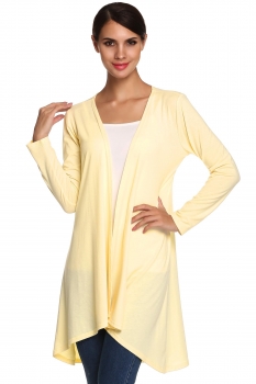 

ACEVOG Apricot Lady Women Casual Open Neck Long Sleeve Asymmetric Hem Loose Cardigan Tank Tops Coats Jackets Suits & Blazers, Multicolor