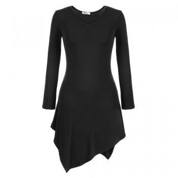 

Meaneor Black Fashion Ladies Women Casual Long Sleeve Asymmetric Hem Stretch Bodycon Shirts & Blouses Tank Tops Tunics, Multicolor