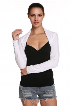 

Meaneor White Stylish Ladies Women Long Sleeve Solid Open Front Bolero Shrug Cropped Top Coats Jackets Suits & Blazers, Multicolor