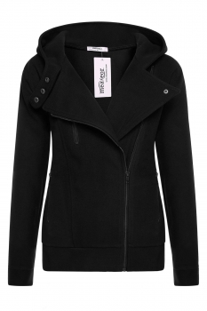 

Black Hooded Zipper Wool Blend Warm Casual Solid Coat, Multicolor