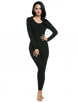 

Black Ekouaer Women's Long Thermal Underwear Fleece Lined Winter Base Layering Set, Multicolor