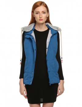 

Meaneor Blue Stylish Lady Women Detachable Hooded Vest Sleeveless Waistcoat Solid Warm Casual Hoodies Outerwear Tank Tops Coats & Jackets, Multicolor