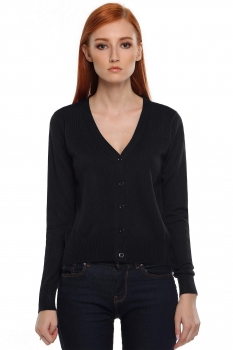 

Black Meaneor Women Fashion Knit Casual V-Neck Short Knitwear Sweaters & Cardigans, Multicolor