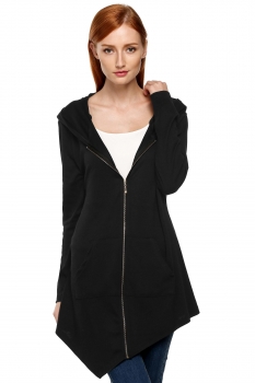 

FINEJO Black Women Fashion Casual Irregular Cape Long Hoodie Coats & Jackets, Multicolor