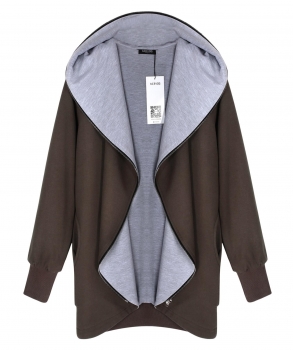 

Brown Hooded Cotton Blend Pure Color Zipper Closure Thick Coat, Multicolor