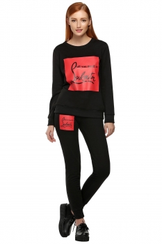 

Finejo Black Autumn Winter Women Casual Sport O-neck Long Sleeve Hoodie Top And Pant Two Piece Set Jumpsuits & Rompers, Multicolor