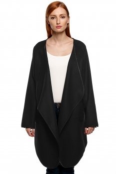 

Black Casual Draped Collar Long Sleeve Jackets, Multicolor