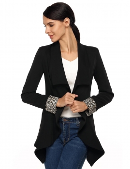 

Black Front Open Asymmetric Hem Slim Outwear Blazer, Multicolor