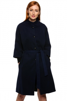 

ACEVOG Navy blue Fashion Women Ladies Stand Collar 3"4 Sleeve Wool Blend Tunic Slim Long Outerwear Coats & Jackets, Multicolor
