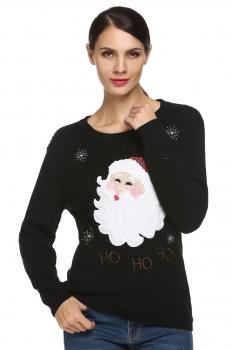 

Black Pullover Knitting Casual Leisure Warmer Loose Sweater, Multicolor