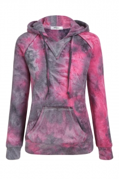 

Blue Purple Gradient Color Long Sleeve Hooded Pullover Hoodie, Multicolor