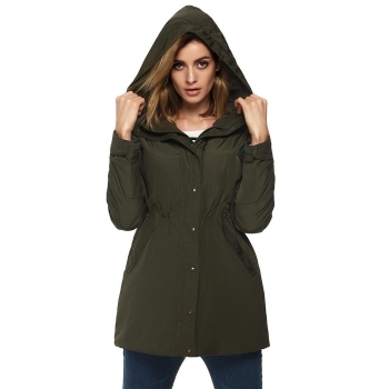 

Army green ACEVOG Women Fashion Casual Hooded Waterproof Windproof Long Outwear Coats & Jackets, Multicolor
