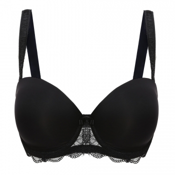 

Black Ekouaer Women Padded Bra Underwire Lace Hem Wide Strap Balconette Full Cup Adult Products Sexy Underwear, Multicolor