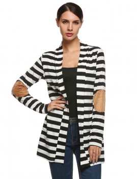 

ANGVNS Black & White Women Ladies Front Open Long Sleeve Striped Loose Casual Outwear Cotton Tank Tops Coats Jackets Suits Blazers, Multicolor