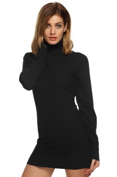 

Black Knit Turtle Neck Long Sleeve Bodycon Slim Sweater, Multicolor
