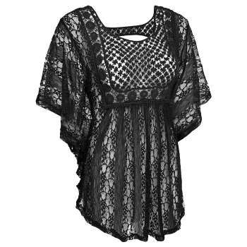 

Meaneor Black Women Sheer Crochet Lace Loose Poncho Tank Shirts & Blouses Casual Tops, Multicolor