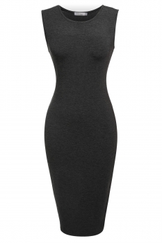 

Deep Grey O-neck Sleeveless Slim Fit Bodycon Tank Going Out Dress