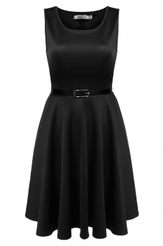 

Black Meaneor Women Fashion Sleeveless High Waist Pleated With Belt Party Dresses, Multicolor