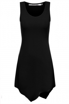 

Meaneor Black Women Fashion Sleeveless A-Line Irregular Hem Slim Blouse Tank Tops Casual Dresses, Multicolor