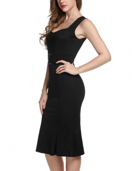 

Black ANGVNS Women Slim Fit Sleeveless Bodycon Midi Casual Dresses, Multicolor
