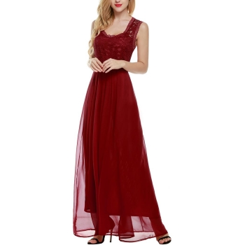 

Wine red V Neck Sleeveless Vintage Style Maxi Full Gown Bridesmaid Dress, Multicolor