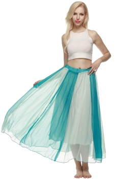 

Blue ACEVOG Bohemian Style Women Swing Flowing Maxi Full Chiffon Beach Skirts, Multicolor