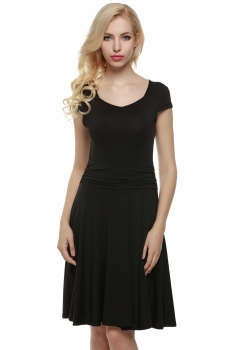 

Black ACEVOG Retro Women Party Pleated Casual Dresses, Multicolor