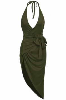 

Army green Spaghetti Strap Side Bandage Bodycon Going Out Dress, Multicolor