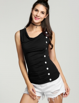 

Zeagoo Black Women Cowl Neck Sleeveless Blouse Tops Vests Tanks & Camis, Multicolor