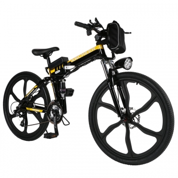 

ANCHEER 26inch Speed Foldable Electric Power Mountain Bicycle with Lithium-Ion Battery, Multicolor
