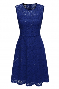 

Blue Sleeveless Lace Sequin Wedding Bridesmaid Dresses, Multicolor